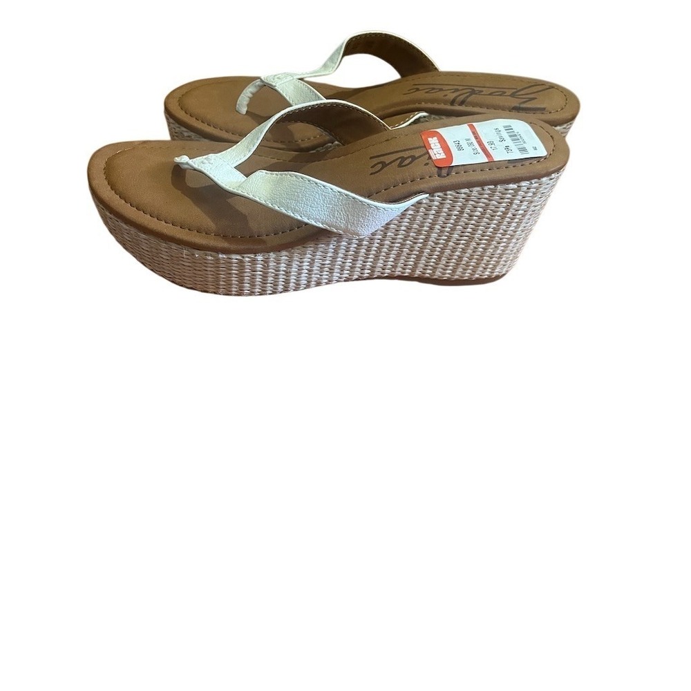 Zodiac Womens Thong Platform Wedge Sandals Ivory Woven Espadrille Size 9 M